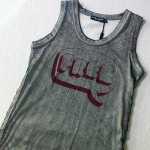 Dolce & Gabbana NWOT Mesh Overlay Graphic Design Print Word Bubble Muscle Tank